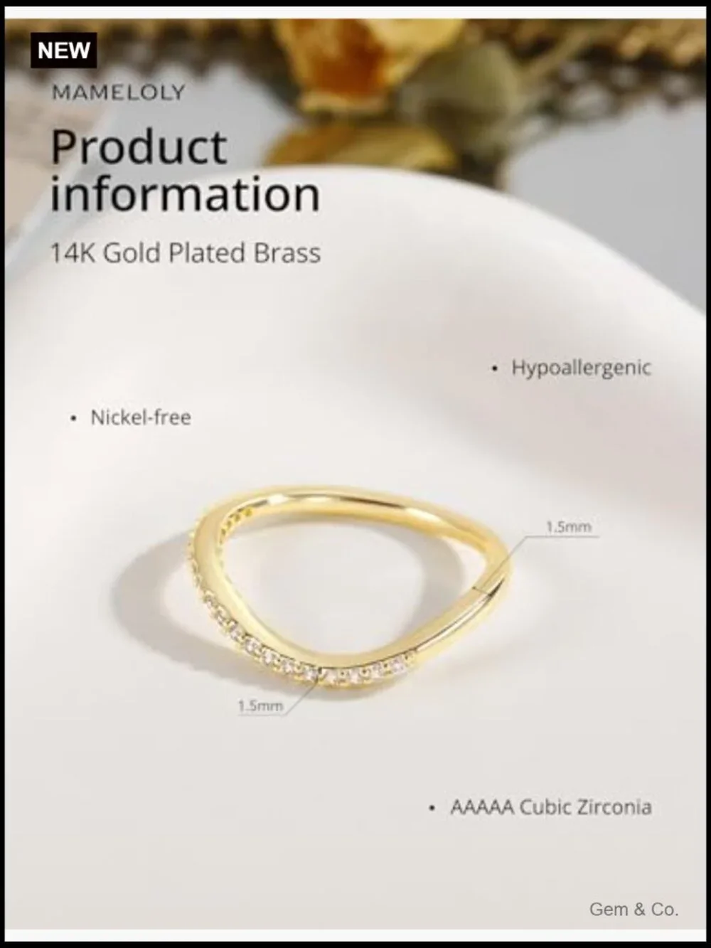 Wavy CZ Stackable Rings for Women Dainty Twisted Half Eternity Promise Ring